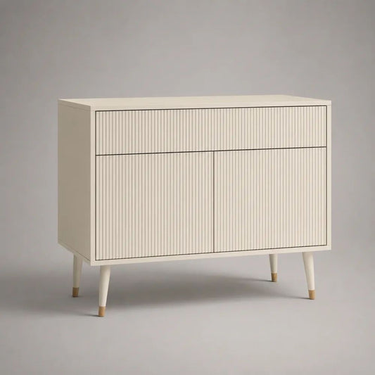 Sideboard aus MDF und Spanplatte mit Schublade und 2 Türen, Cremeweiß/Messingfarben, 100 × 40 × 85 cm